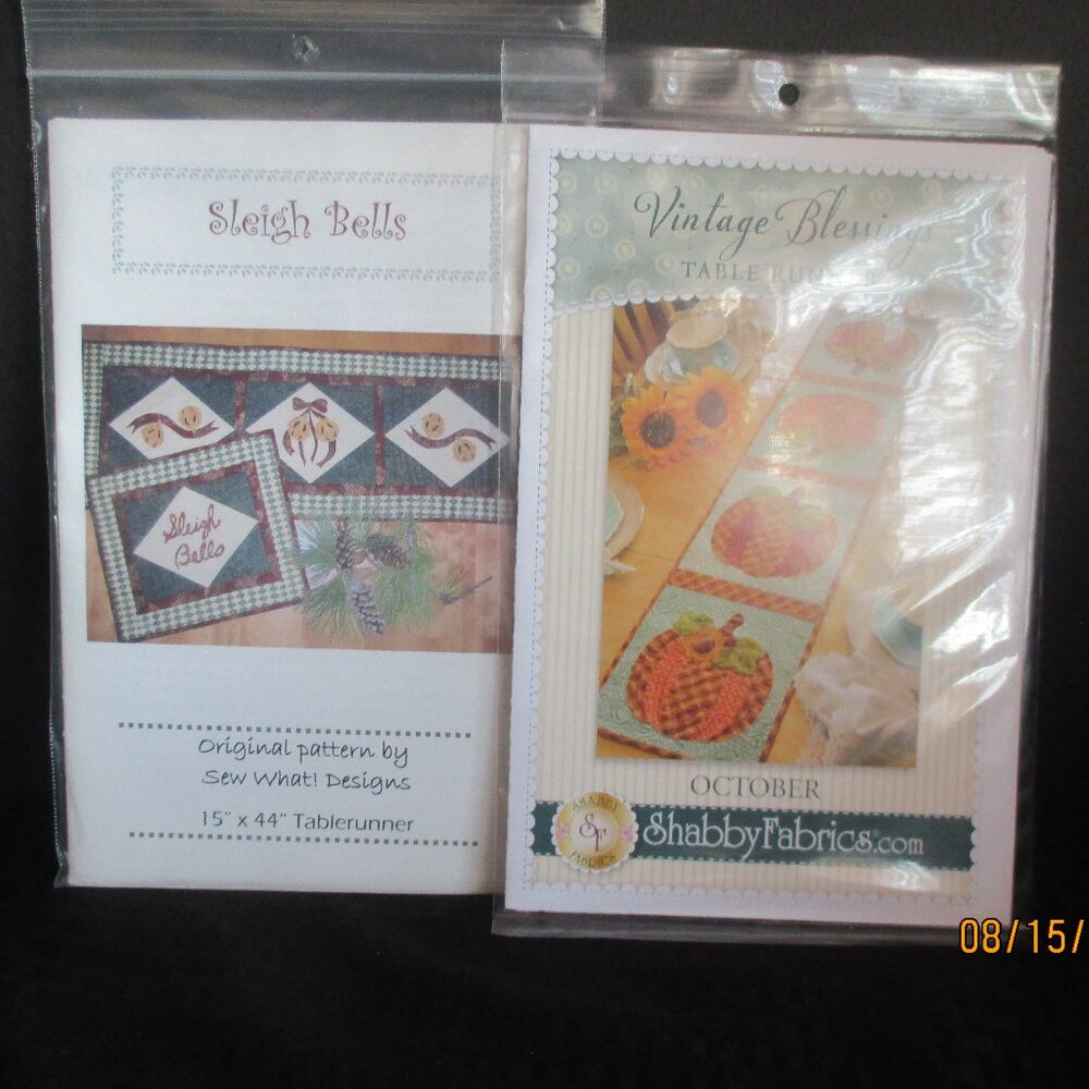 Holiday Table Runner Patterns-Sleigh Bells/Vintage Blessings-October/New